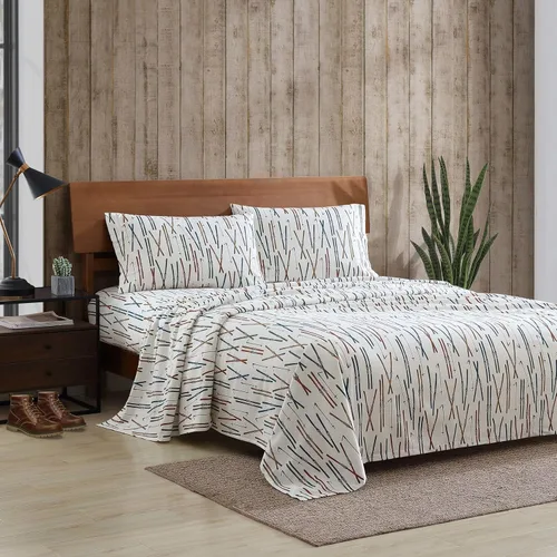 Vista 2 de Eddie Bauer - Juego de sábanas de tamaño King, de franela de algodón, cepillado para mayor suavidad, acogedora decoración para el hogar