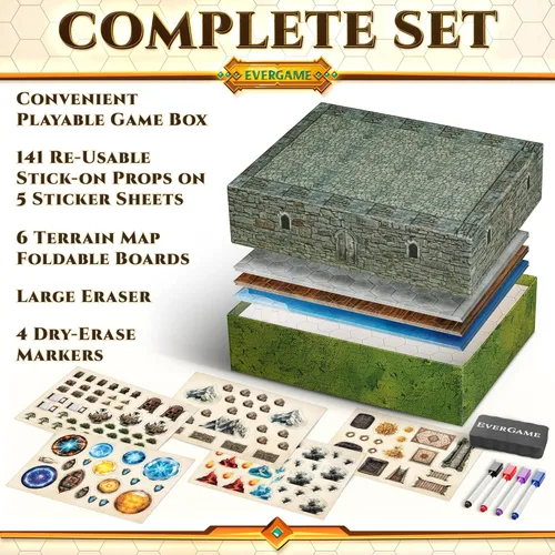 Vista 6 de 10 Alfombrillas de Juego DND y Mucho Más - Incluye 6 Mapas de Batalla de Juegos de Mesa de Dungeons & Dragons (Cuadrícula Hexagonal de 1")