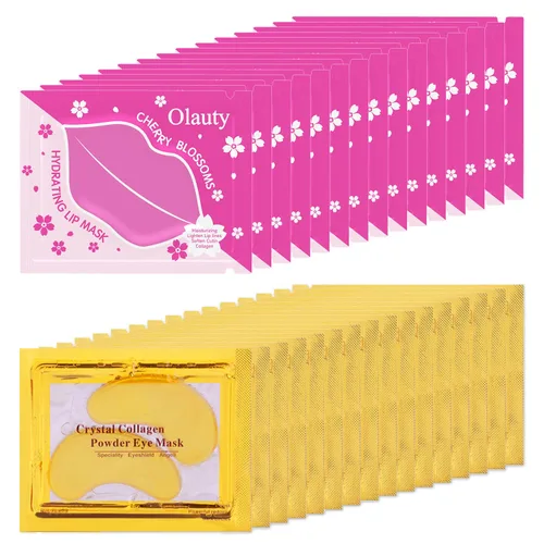 Eakroo Juego de 30 pares de mascarillas para labios y ojos, parches antiarrugas para labios, máscara debajo de los ojos para ojos hinchados, máscara