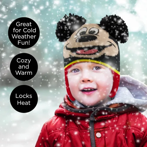 Vista 2 de Disney boys Winter Hat and Mitten Set Mickey Mouse Toddler Beanie for Ages 2-4