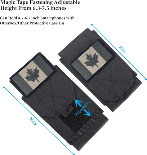 Vista 5 de Funda táctica negra Molle impermeable para teléfono celular, funda resistente para iPhone 11, 12, 13 Pro Max, menos de 6.7 pulgadas