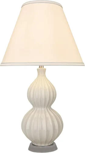 Vista 2 de Aspen Creative, Sand 40186-31, pantalla de lámpara de mesa de cerámica de transición de 25 pulgadas de alto, con forma de imperio, color blanco, 14