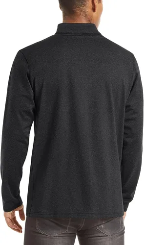 Vista 6 de TACVASEN Sudadera de manga larga con cremallera de un cuarto para hombre, sudadera de golf con cremallera de 14, sudadera térmica con forro polar