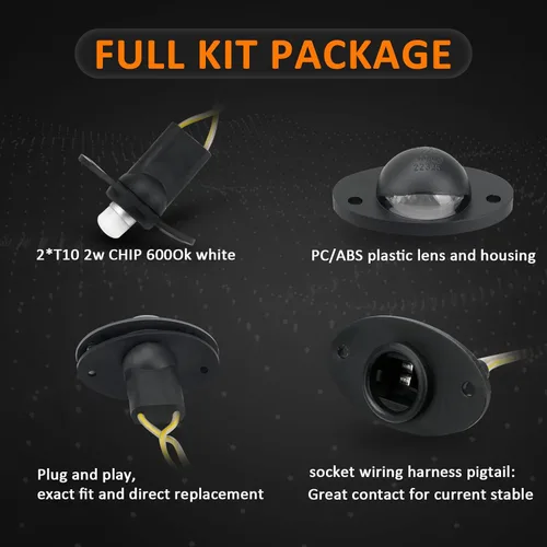 Vista 4 de Juego de luces de matrícula Bestview, lámpara LED para etiqueta trasera del parachoques con enchufe, cableado, carcasa de montaje para 1994 1995