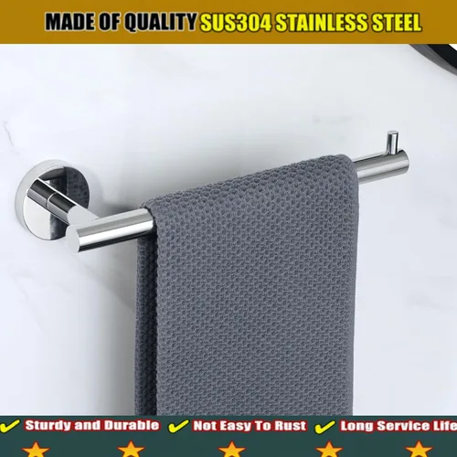 Vista 2 de Alise Toallero de mano para baño, toallero para baño, montaje en pared, toallero de acero inoxidable SUS304, para almacenamiento, cromo pulido