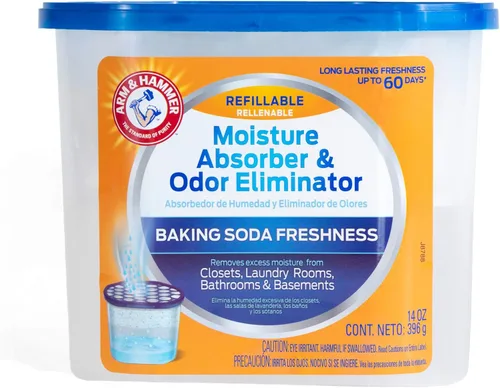 Arm & Hammer Absortor de humedad recargable sin fragancia y eliminador de olores, bañera de 14 onzas