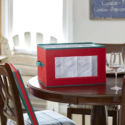 Vista 4 de Household Essentials Caja de almacenamiento para copas con ventana, con tapa, 12 compartimentos de almacenamiento, asas dobles, perfecta
