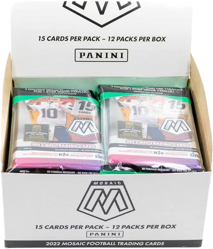 Vista 2 de 2022 Panini Mosaic NFL Football CELLO box (12 pks/bx) ***Boxes were not factory wrapped by Panini***