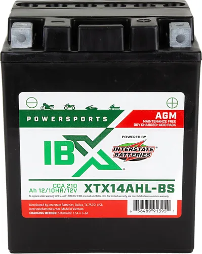 Vista 16 de Interstate Batteries YTX14L-BS 12V 12Ah Powersports Batería 200CCA AGM recargable de repuesto para motocicletas Harley-Davidson (XTX14L-BS)