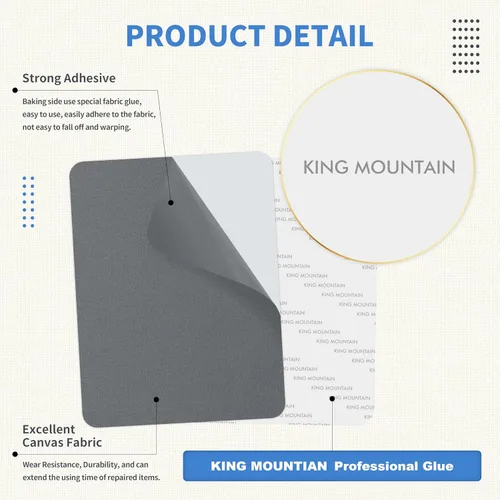 Vista 3 de KING MOUNTAIN Parche de reparación de lona de 9 x 11 pulgadas, 2 piezas, parche de tela impermeable autoadhesivo para sofás, tiendas de campaña