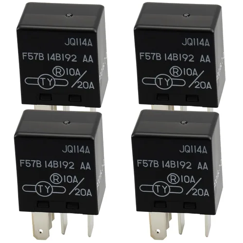 Paquete de 4 relés multiusos F57B14B192AA de 5 pines de 12 V reemplazados RY612 19290 Relé de embrague automotriz A/C compatible con Ford, Cadillac