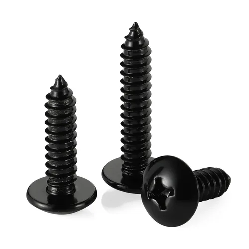 Tornillos para madera con cabeza de truss de 1-1/2 pulgadas, tornillos autorroscantes, acero inoxidable 18-8 (304), acabado negro, 25 unidades