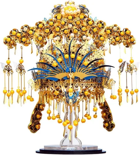 Vista 10 de Piececool Kit de modelos de rompecabezas asiáticos de metal 3D, kit de construcción de metal Coronet Garuda para adultos, rompecabezas