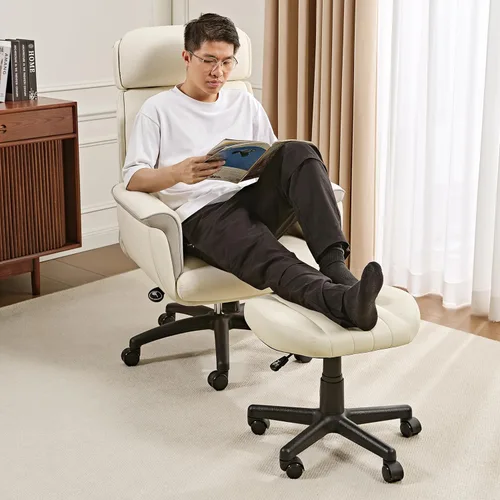 Vista 2 de EUREKA ERGONOMIC Taburete Multiuso para Pies, Taburete Reposapiés Ajustable en Altura con Ruedas, Silla Rodante con Reposapiernas Giratorio 360°