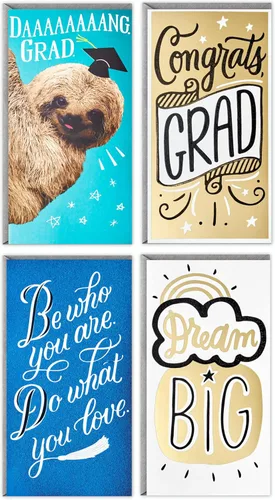 Hallmark Surtido de tarjetas de regalo o soporte para dinero de graduación, Dream Big (4 tarjetas con sobres)