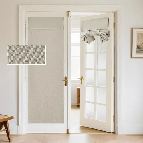 Vista 9 de RYB HOME Persianas de puerta francesa con mezcla de lino, autoadhesivas, privacidad para oscurecer la habitación, cortinas de ventana de puerta