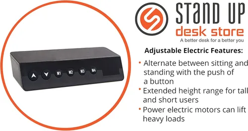 Vista 5 de Stand Up Desk Store Escritorio eléctrico de altura ajustable con memoria programable (marco negro/parte superior negra mate, 48 pulgadas de ancho)