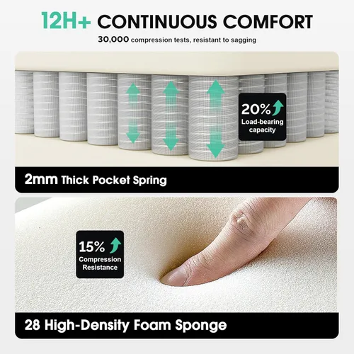 Vista 8 de Silla para videojuegos, silla de computadora de tela Tech con masaje, silla de oficina con cojín ensanchado de resorte, silla ergonómica de respaldo