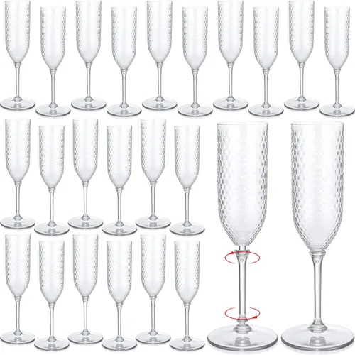 Vista 13 de Remerry Paquete de 24 copas de champán de plástico desmontables de 5.5 onzas, copas de champán desechables a granel, copas de vino reutilizables