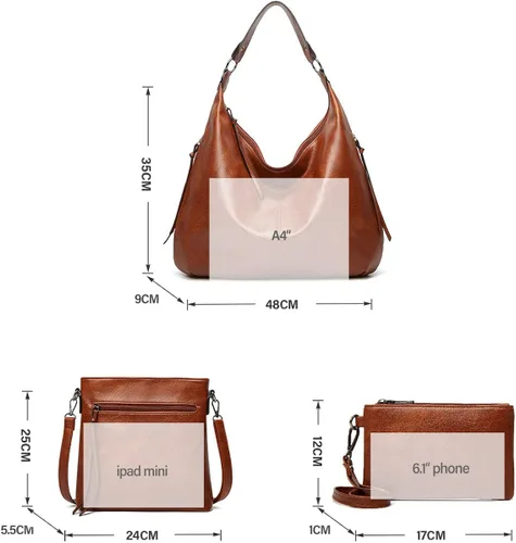 Vista 6 de WZCSLM Bolso de mano de cuero para mujer, bolso de hombro suave con asa superior