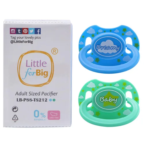 Vista 5 de LittleForBig Bigshield Gen-II Chupete Impreso De Gran Tamaño - Azul Dreamy & Green Baby