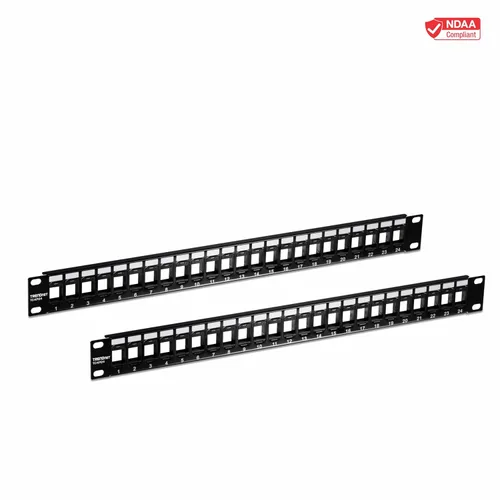 Vista 7 de TRENDnet Paneles de Parche Keystone 1U en blanco de 24 puertos, TC-KP24/2, Carcasa de Montaje en Rack Metálica de 1U 19", recomendada con conectores