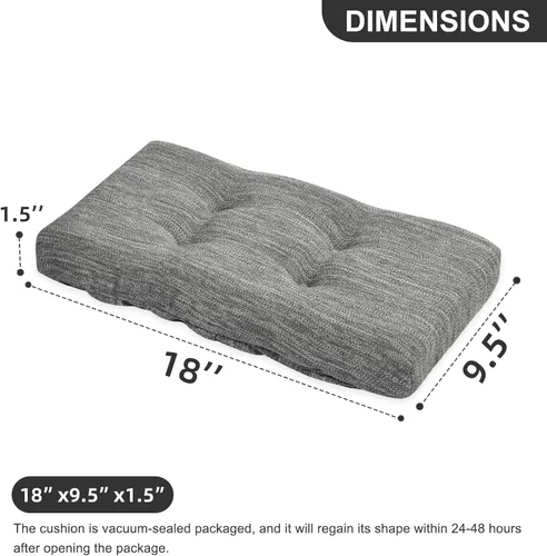 Vista 2 de baibu Juego de 2 cojines de espuma viscoelástica rectangulares, diseño de doble capa, cojín para taburete de bar con lazos, solo 2 almohadillas