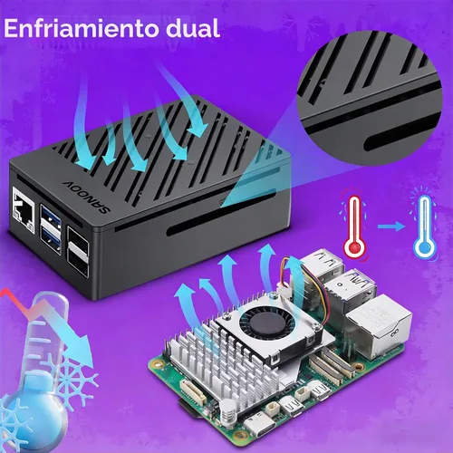 Vista 6 de Raspberry Pi 5 Kit de 4 GB, computadora de placa única de 4 GB de RAM con enfriador activo y funda ABS, kit completo de inicio Raspberry Pi 5