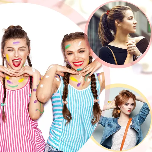Vista 3 de 14 ligas para el cabello, bolas para coleta, para niños, coloridas bolas dobles, accesorios elásticos para el cabello, accesorios para bebés, niñas