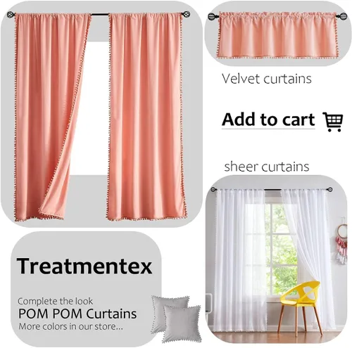 Vista 7 de Treatmentex - Cortinas translúcidas con borlas