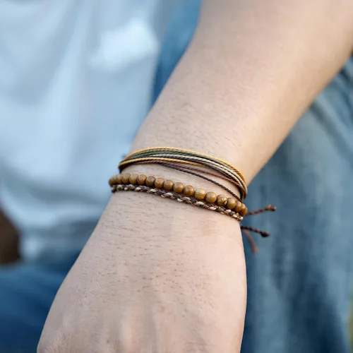 Vista 4 de Pulsera curativa hecha a mano con cuentas de piedra natural, regalo para hombres, pulsera de cuerda ajustable