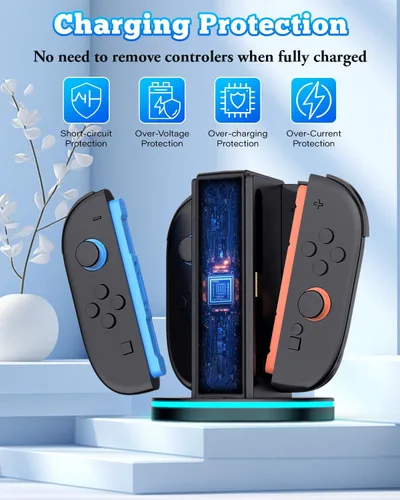 Vista 4 de JZW-Shop Fast Charging Dock Compatible with Nintendo Switch 2 Joy- con, Space-Saving Magnetic Design Charger, Stable Charging Station, with GRB