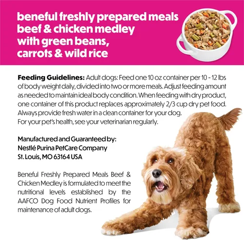 Vista 7 de Comidas preparadas Purina Beneful, comida para perro, paquete surtido, 10 onzas Tubo, paquete de 8