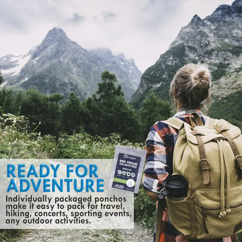 Vista 6 de Lingito Clear Emergency Rain Ponchos Adults, Thicker, 100% Waterproof Emergency Camping Rain Poncho, Amusement Parks, Hikes