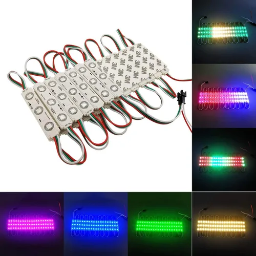 Vista 2 de YUNBO 100 unidades WS2811 RGB LED módulo luces DC 12V SMD 5050 direccionable color de ensueño inteligente RGB+IC módulo impermeable IP65 luces LED