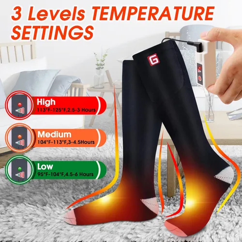 Vista 2 de Calcetines térmicos de primavera para hombres y mujeres, eléctricos recargables, calcetines térmicos de algodón cálido para equitación, camping