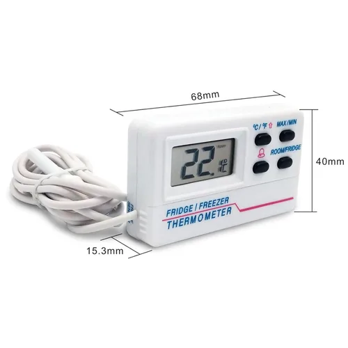 Vista 8 de Thereisno Termómetro digital para refrigerador para interiores y exteriores, termómetro con 2 sensores y alarma para el hogar, restaurante