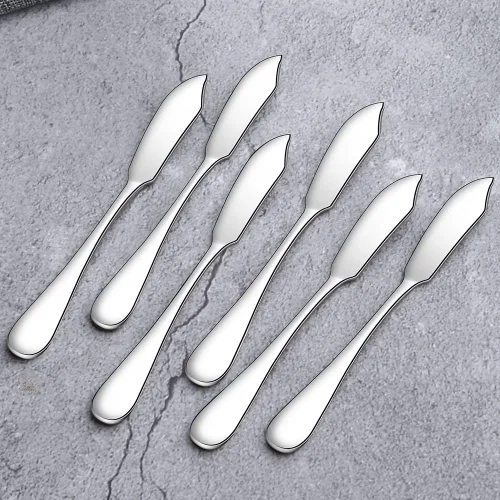 Vista 7 de AOOSY Cuchillo de mantequilla, cuchillo de queso, lenguado Dover arenques ahumados para desayuno, lindos mini cuchillos de cocina de acero