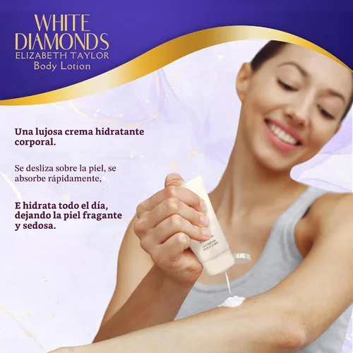 Vista 4 de Elizabeth Taylor White Diamonds - Set de regalo para damas con spray, loción corporal, gel de ducha y perfume