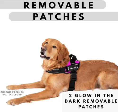 Vista 4 de ShawnCo Essential Pro - Arnés para perro, chaleco sin tirones para mascotas con 3 clips para correa y parches laterales removibles y reflectantes