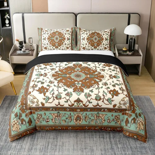 Vista 25 de Erosebridal Funda de edredón 100% algodón natural, bohemio, tribal, juego de ropa de cama individual, exótico retro, funda de edredón bohemia