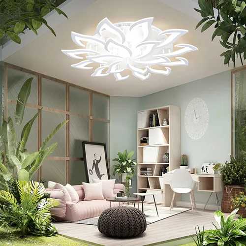 Vista 2 de AHAWILL Lámpara de techo regulable moderna incrustada LED lámpara de techo de pétalos acrílicos de metal, adecuada para salas de estar, dormitorios