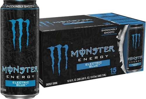 Monster Energy Electric Blue, bebida energética, 16 onzas (paquete de 15)