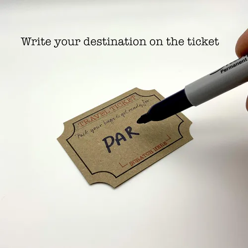 Vista 2 de DIY Surprise Mini Suitcase & Mini Travel Ticket Scratch & Reveal Card Gift bundle (DIY). Perfect for Valentines, vacations, birthday, family trips