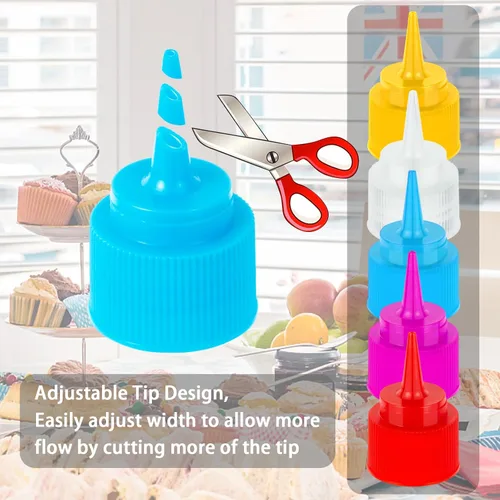 Vista 4 de suoundey 10 botellas exprimibles para escritura de 30ml/60ml (1.0 fl oz/2.0 fl oz), botellas de plástico para glaseado, botella pequeña fácil