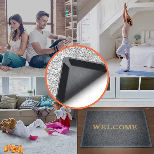 Vista 3 de ZONGOOL 8 PCS Cinta para Alfombra, Cinta para Alfombra Reutilizable Lavable, Almohadillas Antideslizantes de Doble Cara para Pisos de Madera Dura