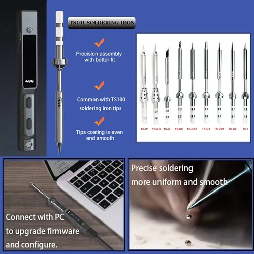 Vista 4 de TOOLSAGE TS101 Kit de soldador TS100 actualizado PD DC programable Mini estación portátil de soldadura de calor rápido con juego de puntas B2