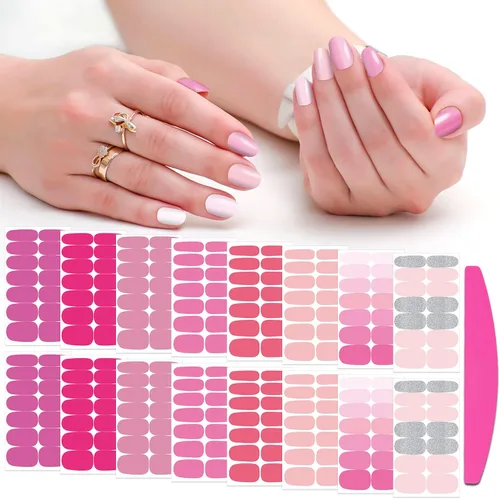 Vista 8 de SILPECWEE 16 hojas de envolturas de uñas completas para mujeres, tiras de esmalte de uñas, tiras de uñas de gel, autoadhesivas, calcomanías