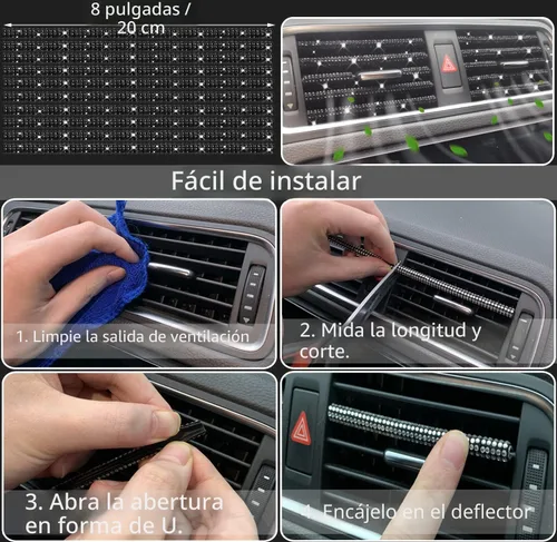 Vista 6 de NBTEPEM - Juego de 27 accesorios brillantes de automóvil para mujer, funda de volante de ajuste universal de 15'', marco para placa, soporte