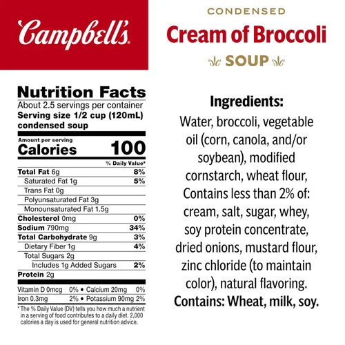 Vista 2 de Campbell's Crema condensada de sopa de brócoli, lata de 10.5 onzas